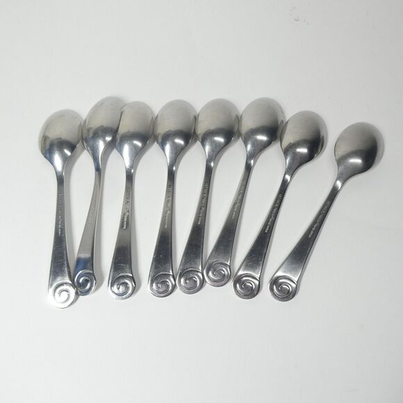 Robert Welch Ammonite 8 Teaspoons Stainless Flatware Helmick Korea 18/10 - Picture 5 of 6